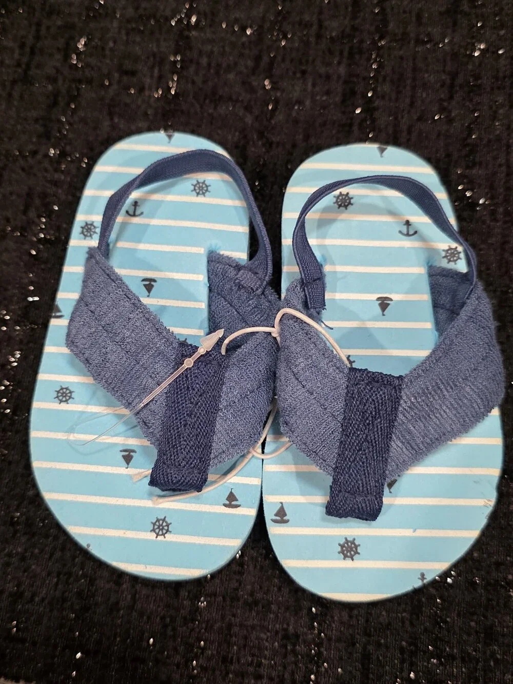 Toddler Flip Flops Small (5-6) With Back Blue Sailing